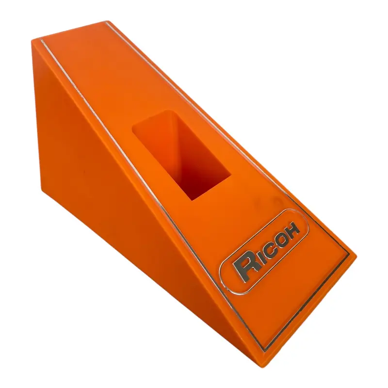 Vintage Display Standaard – Oranje Winkeldisplay voor Super 8 Camera