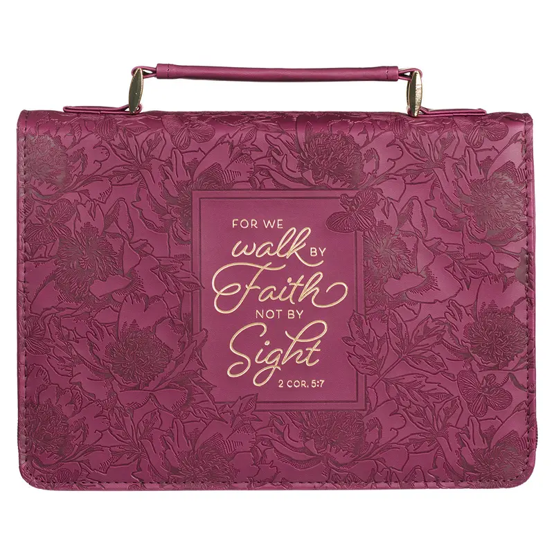 Walk by Faith Ruby Red Faux Leather Fashion Bible Cover - 2 Corinthians 5