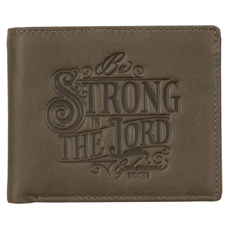 Wallet Leather Gray Strong in the Lord Eph. 6