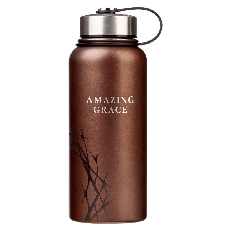 Water Bottle SS Brown Crown of Thorns/Amazing Grace Isa. 53