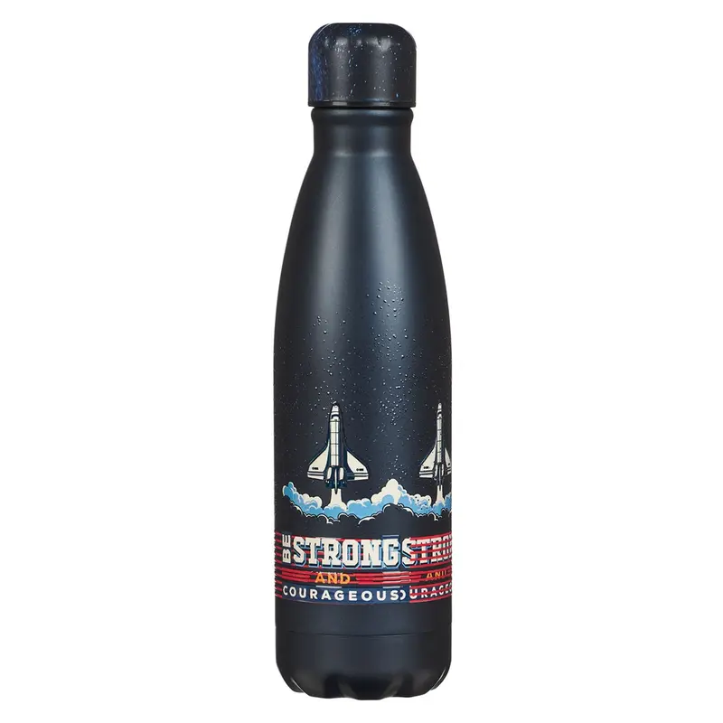 Water Bottle SS Navy Strong and Courageous Josh. 1