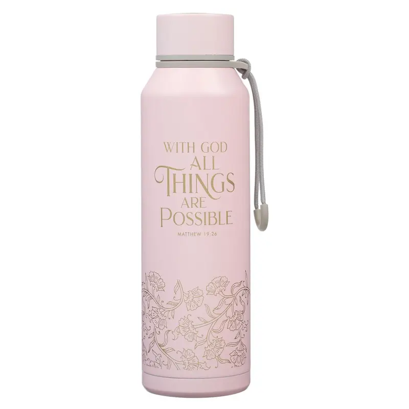 Water Bottle SS Pink With God Matt. 19