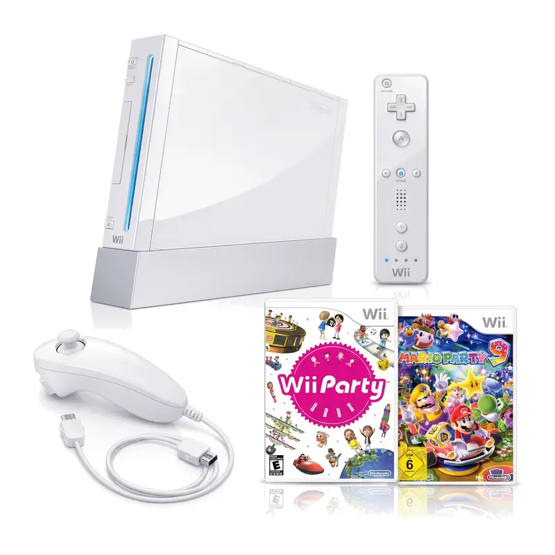 Wii Console - Wit + Wii Party + Mario Party 9 bundel