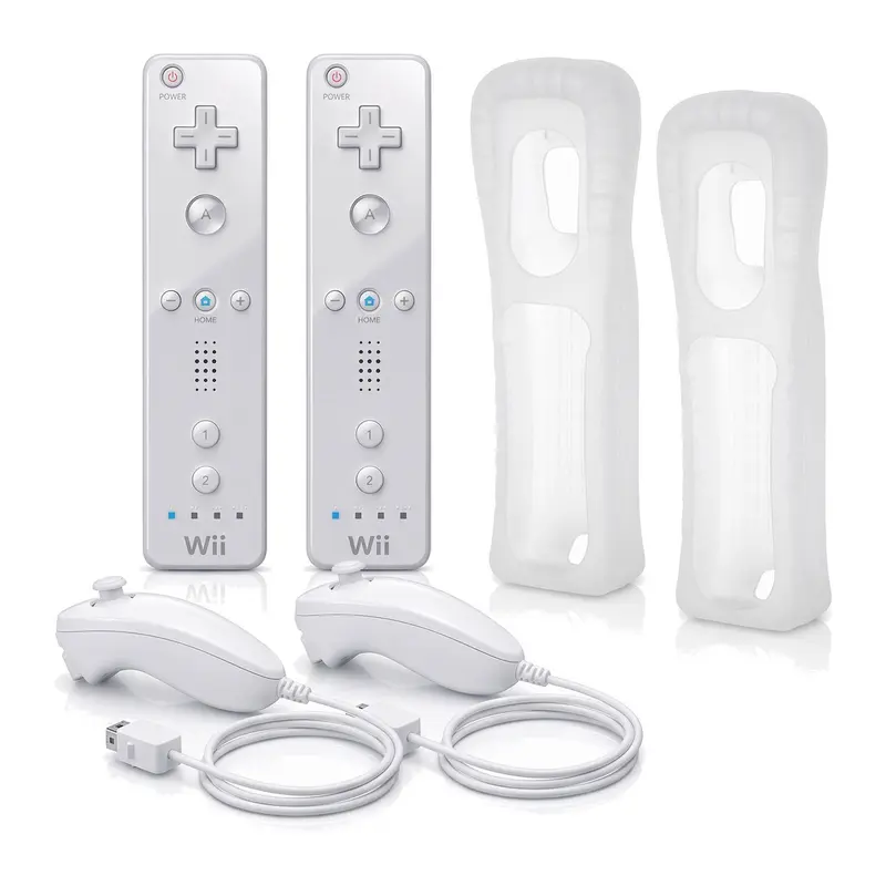 Wii Controllerset voor 2 spelers - Wit (2x Remote, Nunchuk en Cover)