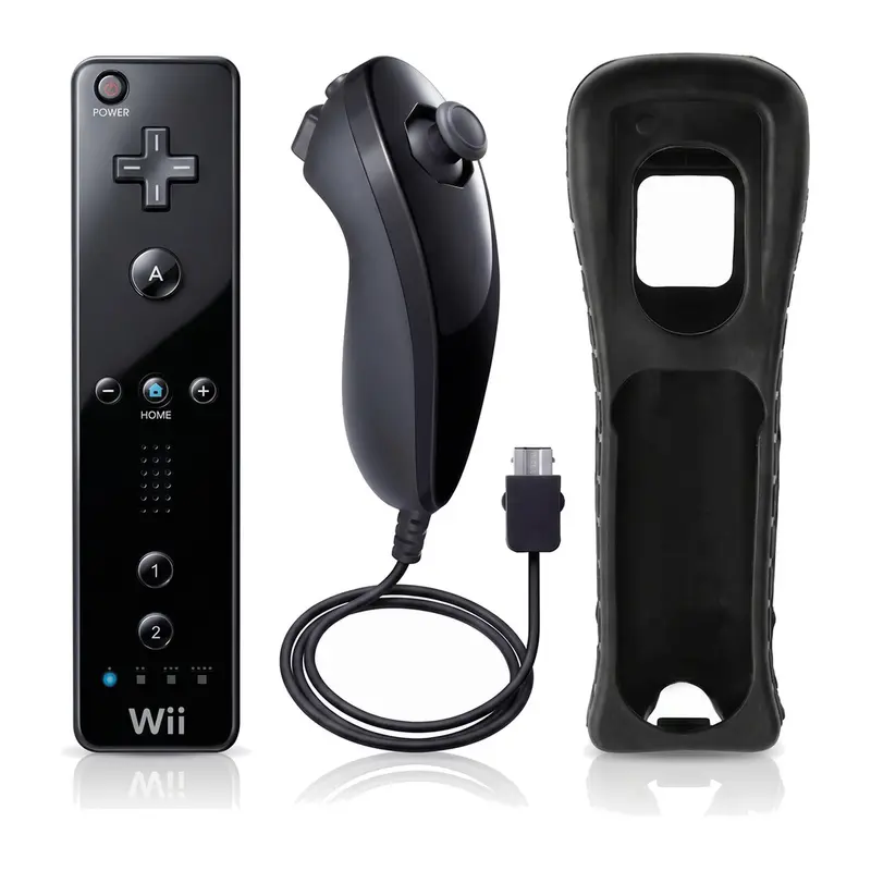 Wii Controllerset - Zwart (Remote, Nunchuk en Cover)
