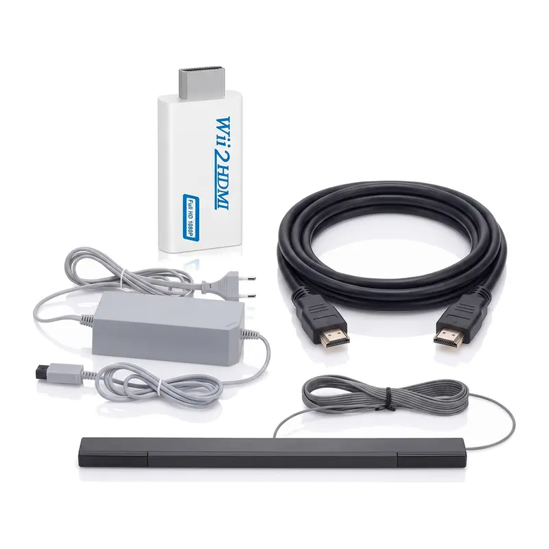 Wii HDMI Kabelset (HDMI Adapter, HDMI Kabel, Stroomkabel en Sensorbar)